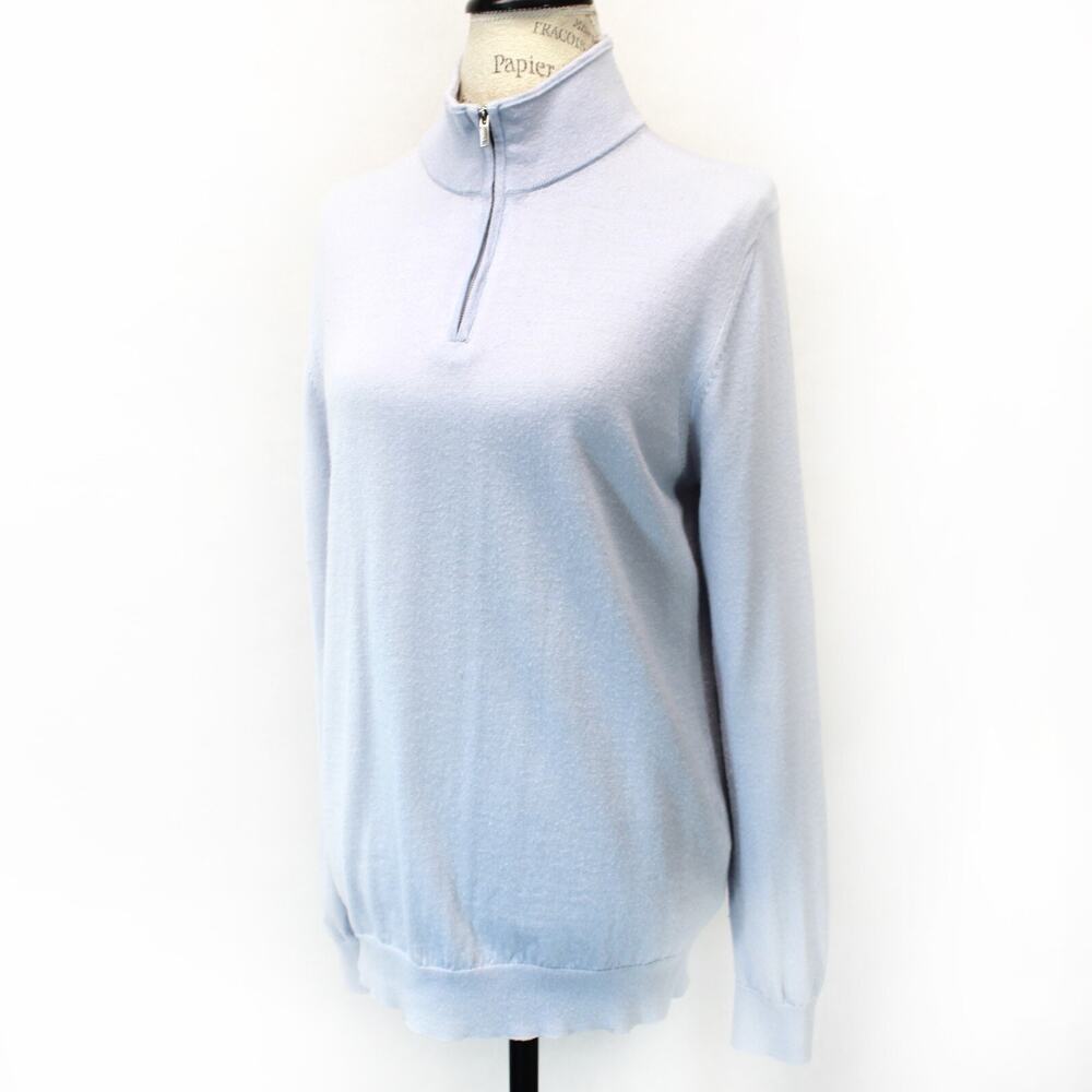 Reiss Classy men 100% wool 1/4 zip gray sweater size Large